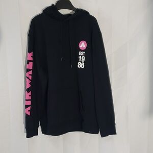 Airwalk Black Fleece Hoodie with Pink Airwalk Logo on sleeve. Size 3XL